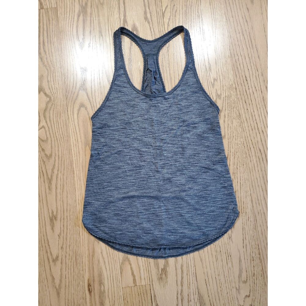 lululemon Womens 4 105F Singlet Scalloped Edges Heathered Black Athleisure